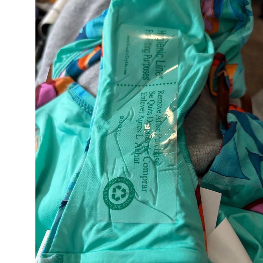 Sunshine 79 Teal Floral Bikini Bottoms with Hip Ring Details Size 14 NWT - Picture 7 of 7